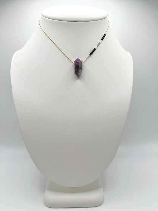 Amethyst Crystal Aztec Necklace