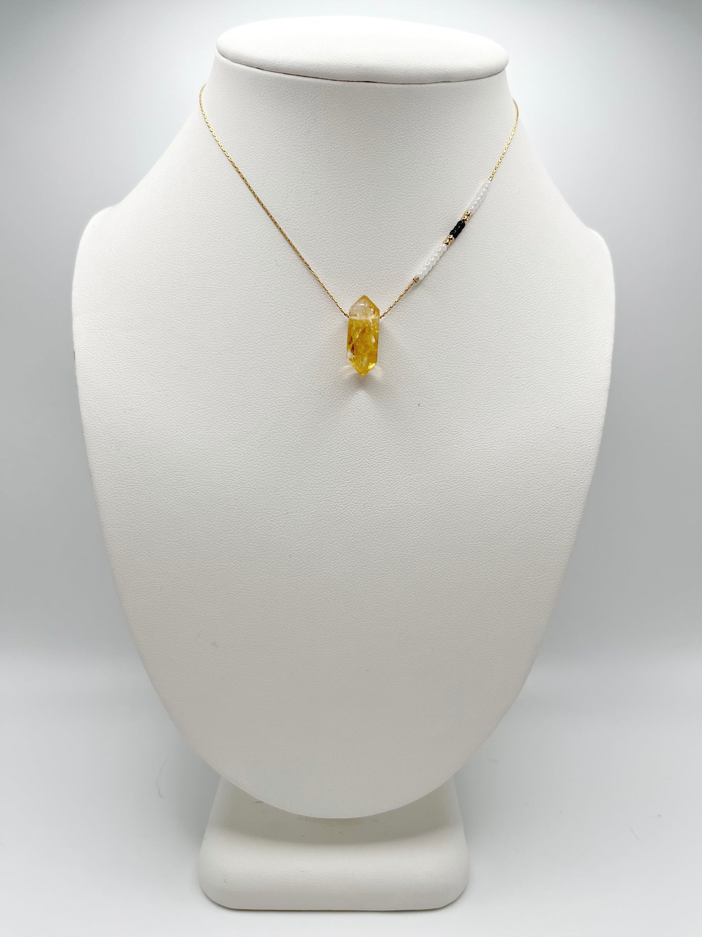 Citrine Black Bird Necklace