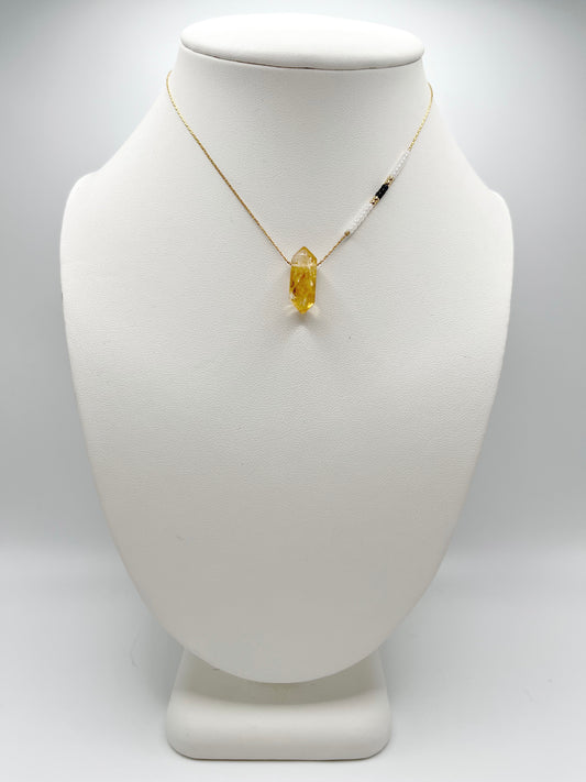 Citrine Black Bird Necklace
